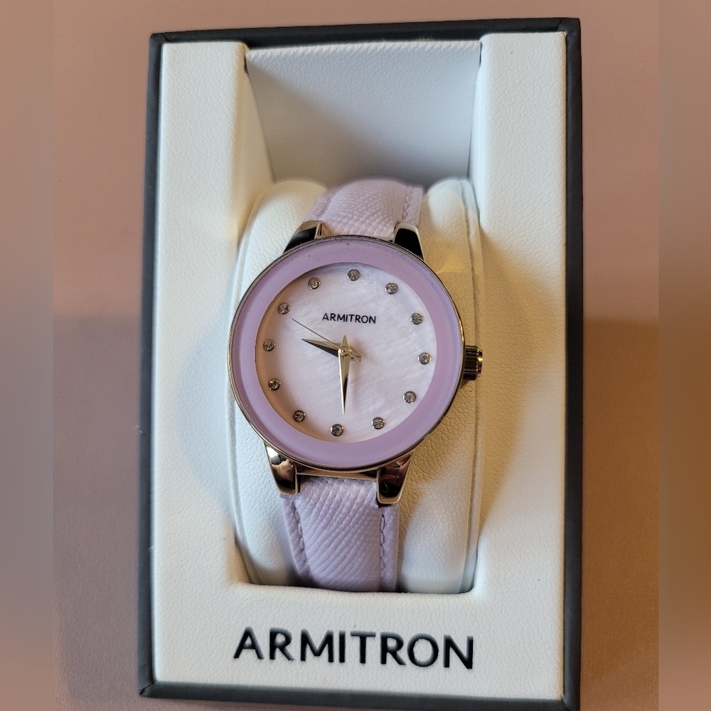 Armitron Purple Lavender Crystal Accents Watch Womens New With Tags